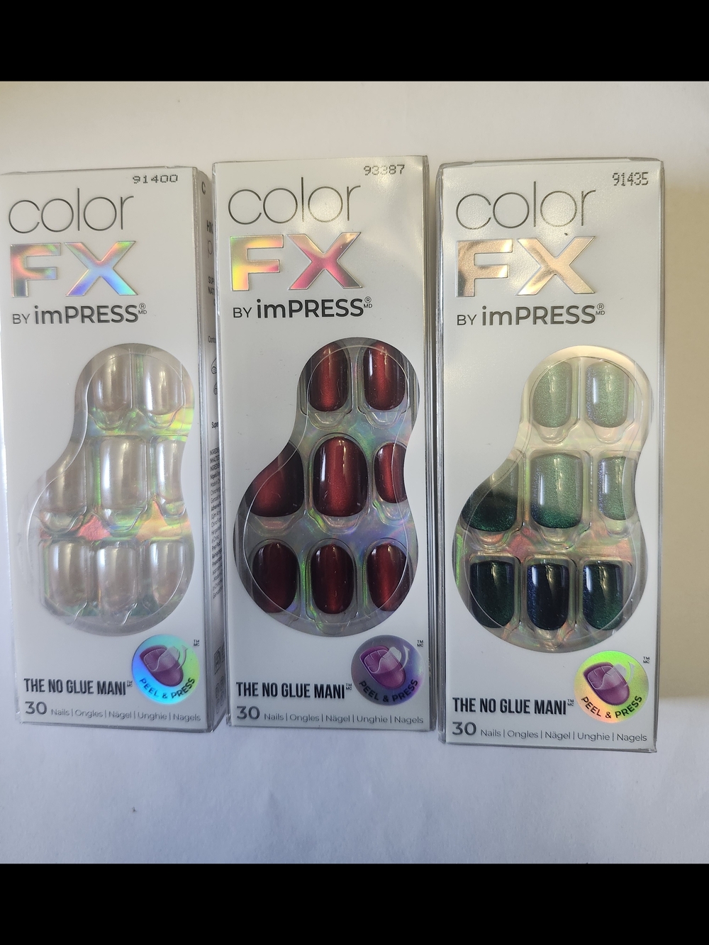 imPRESS Color FX Press-On Nails – Pearl, Red, Green